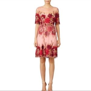 Marchesa Notte rose throw lace short sleeve dress size 6